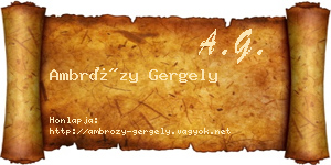 Ambrózy Gergely névjegykártya